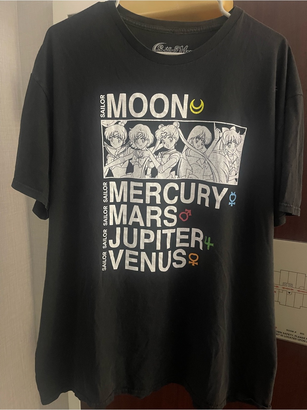Official Sailor Moon Inner Scouts Graphic Tee Black 2XL Anime Shirt